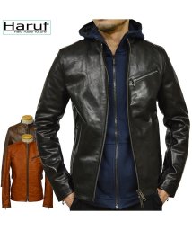 Haruf(ハルフ)/本革 レザージャケット シングルライダースジャケット 革ジャン メンズ ホースハイド 馬革 秋冬 US192H/ブラック