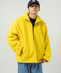 Rocky Monroe(ロッキーモンロー)/ボアジャケット アウター リバーシブル メンズ レディース ブルゾン フリース ビッグシルエット オーバーサイズ ゆったり スタンドカラー 防寒 暖かい 2WA/イエロー