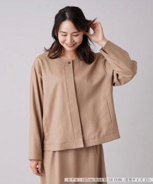 Leilian PLUS HOUSE/【セットアップ対応商品】比翼ノーカラージャケット【my perfect wardrobe】/504982566