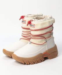 hunter original wanderer short sherpa snow boot in white