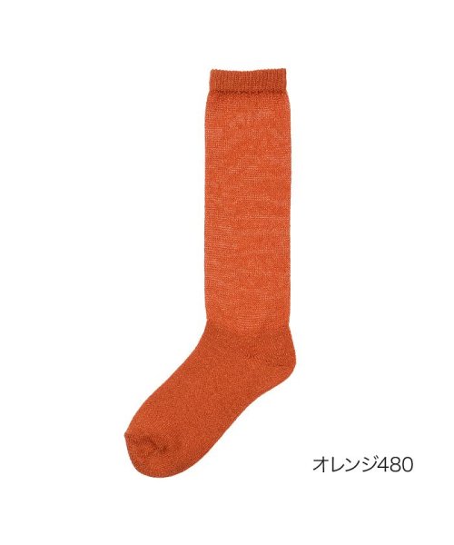 fukuske(フクスケ)/福助 公式 靴下 レディース .fukuskeルーズソックス ラメ 00w26001<br>23－25cmサイズ ピンク 婦人 女性 フクスケ fukuske/オレンジ