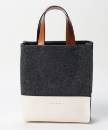 MARNI(マルニ)/【MARNI】マルニ ミニ フェルト＆レザー ショッピングバッグ SHMP0039Q0P5070 ZO281/チャコール×ホワイト