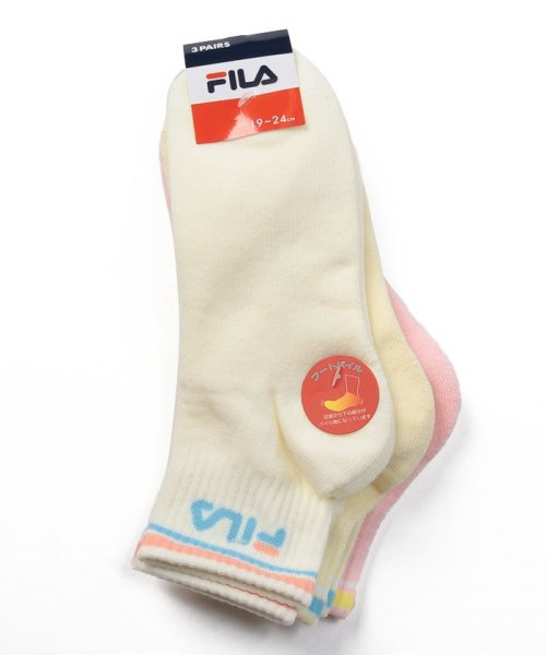 FILA socks Kids(フィラ　ソックス　キッズ)/【キッズ】ミルキーカラー ロゴ リブソックス 3足組 ガールズ/その他1