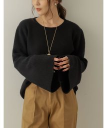 Re:EDIT(リエディ)/[金子麻貴さん着用][WINTER COLLECTION]アルパカタッチクルーネックフレアスリーブニットトップス/ブラック