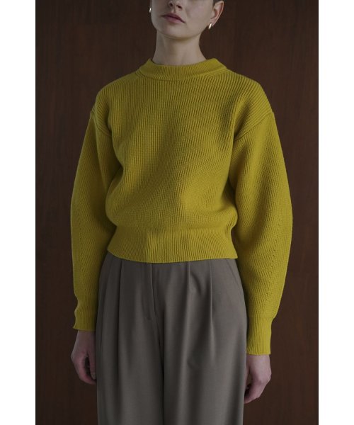 CLANE(クラネ)/BASIC DROP SHOULDER KNIT TOPS/YELLOW