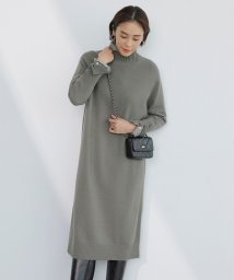 ICB（LARGE SIZE）(ICB（大きいサイズ）)/【WEB限定カラーあり】 ソフトカシミヤミックス ハイネックワンピース/アッシュカーキ系