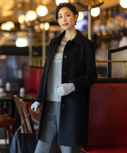 J.PRESS LADIES（LARGE SIZE）(J．プレス　レディス（大きいサイズ）)/ショートビーバー ステンカラーコート/ブラック系