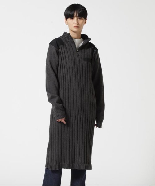 AVIREX(AVIREX)/NEW TURTLE PATCH KNIT ONEPIECE/ タートルニットパッチワンピース/チャコール