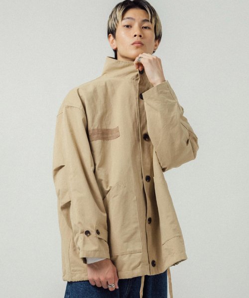 スプリングジャケット ブルゾン アウター メンズ レディース フィールドジャケット ミリタリー カジュアル スタンドカラー レイヤード ビッグシルエット オーバ ロッキーモンロー Rocky Monroe Magaseek