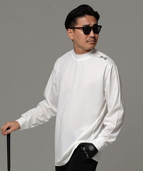 SB Select(エスビーセレクト)/SHI－JYOMAN GOLF バッグロゴモックネックロンTEE 長袖Tシャツ/ホワイト