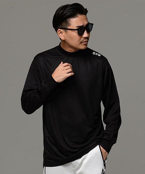 SB Select(エスビーセレクト)/SHI－JYOMAN GOLF バッグロゴモックネックロンTEE 長袖Tシャツ/ブラック