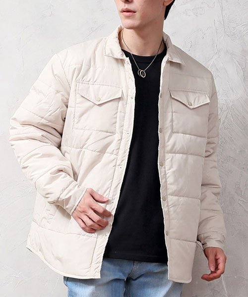 セール 中綿ジャケット メンズ キルティングジャケット シャツジャケット 無地 アウトドア 男女兼用 アウター ブルゾン 秋冬 トップイズム Topism Magaseek