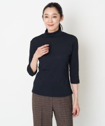 GIANNI LO GIUDICE(ジャンニ・ロ・ジュディチェ)/【洗える】七分丈ハイネックメッシュトップス/ブラック