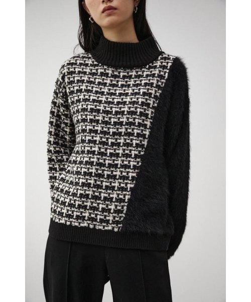 AZUL by moussy(アズールバイマウジー)/SHAGGY COMBI TWEED KNIT TOPS/柄BLK5