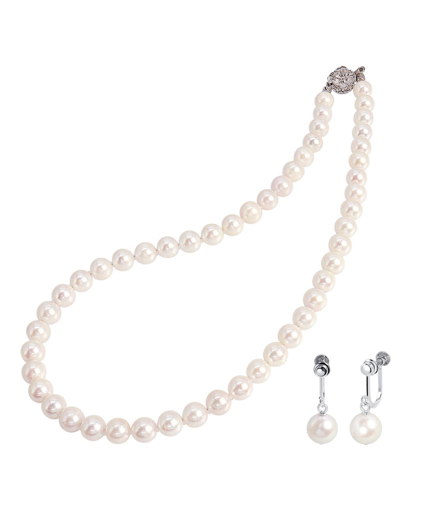 本パールネックレス ホワイトピンク系・8~8.5mm玉・42cm | www