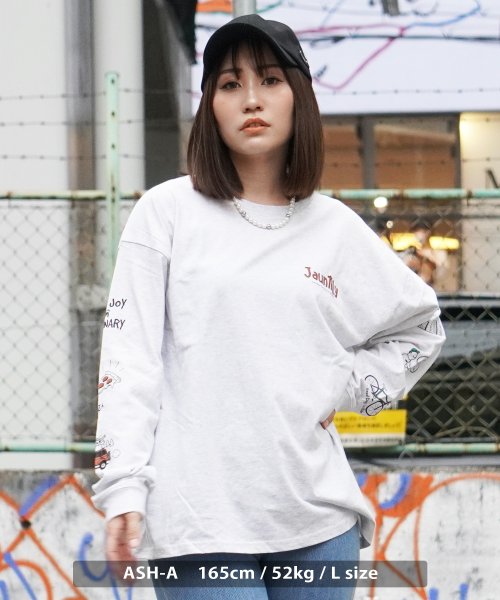 1111clothing(ワンフォークロージング)/ロンt メンズ 長袖tシャツ レディース 綿100% ゆったり 長袖 tシャツ トップス クルーネック 袖プリント ロゴ カットソー アッシュグレー イエロー /その他