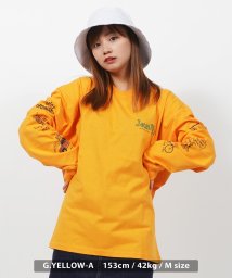 1111clothing(ワンフォークロージング)/ロンt メンズ 長袖tシャツ レディース 綿100% ゆったり 長袖 tシャツ トップス クルーネック 袖プリント ロゴ カットソー アッシュグレー イエロー /イエロー