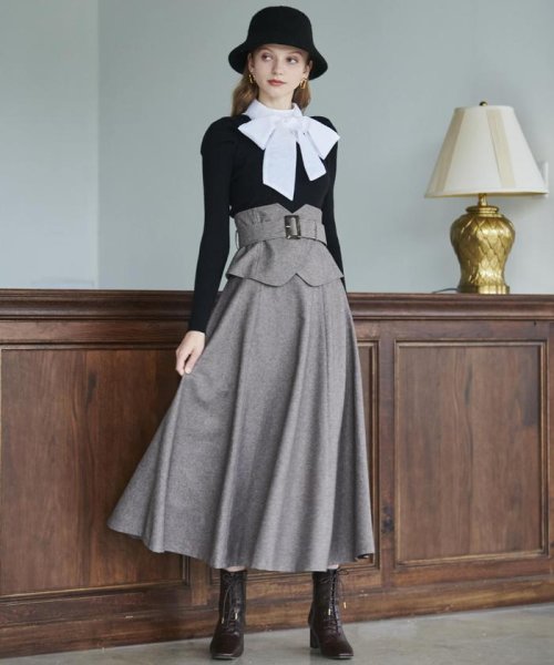 コルセットベルト付きフレアスカート(505027911) | アンドクチュール  