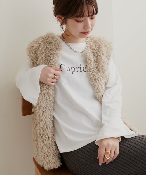 NICE CLAUP OUTLET(ナイスクラップ　アウトレット)/【natural couture】アソートロゴ入りフレアスリーブT/柄3