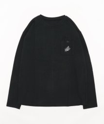 aimoha(aimoha（アイモハ）)/【genxder】ユニセックス　オリジナル蝶々刺繍ポケットロングTシャツ/ブラック