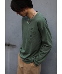 aimoha(aimoha（アイモハ）)/【genxder】ユニセックス　オリジナル蝶々刺繍ポケットロングTシャツ/グリーン