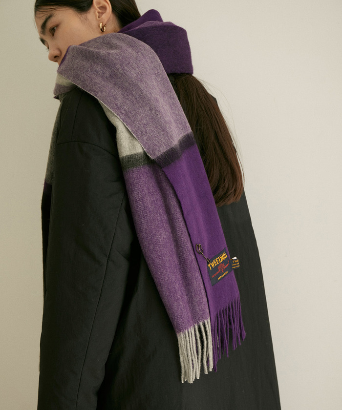 【TWEEDMILL(ツイードミル)】ラムウールチェックストール