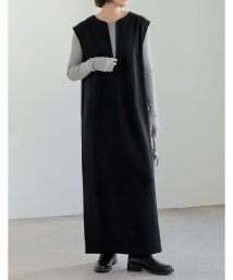 Re:EDIT(リエディ)/[低身長/高身長サイズ有]ウール混キーネックジャンパースカート/ブラック