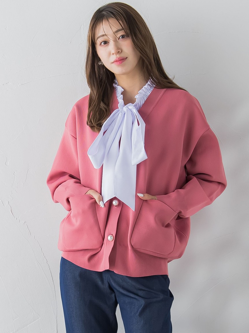 セール】【WEB別注】パールボタンVカーデ≪手洗い可能≫(504973957