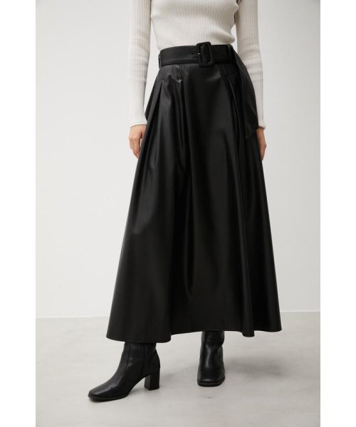 AZUL by moussy(アズールバイマウジー)/FAUX LEATHER HIGH WAIST SKIRT/BLK