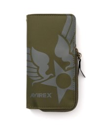 AVIREX/i Phone 14 Pro 手帳ケース/オリーブ/505039623