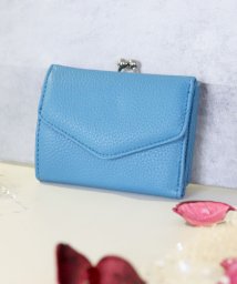 ninon(ニノン)/レター型ミニマム二つ折り財布シュリンク＆プレーン/ブルー