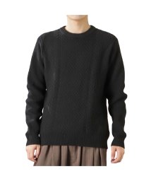 MAC HOUSE(men)(マックハウス（メンズ）)/NAVY ネイビー PBTアランクルーセーター QMH/03857FW/ブラック