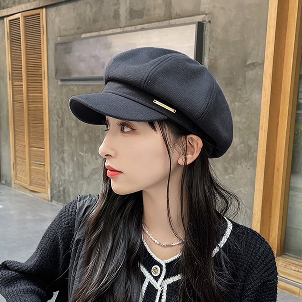 当店限定販売 ダウンハット 黒 ブラック キャスケット レディース 帽子 韓国 YM-0078