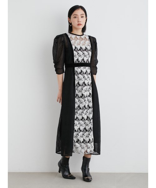 velor刺繍スイッチングバルーンドレス(505072369)｜阪急百貨店公式通販 