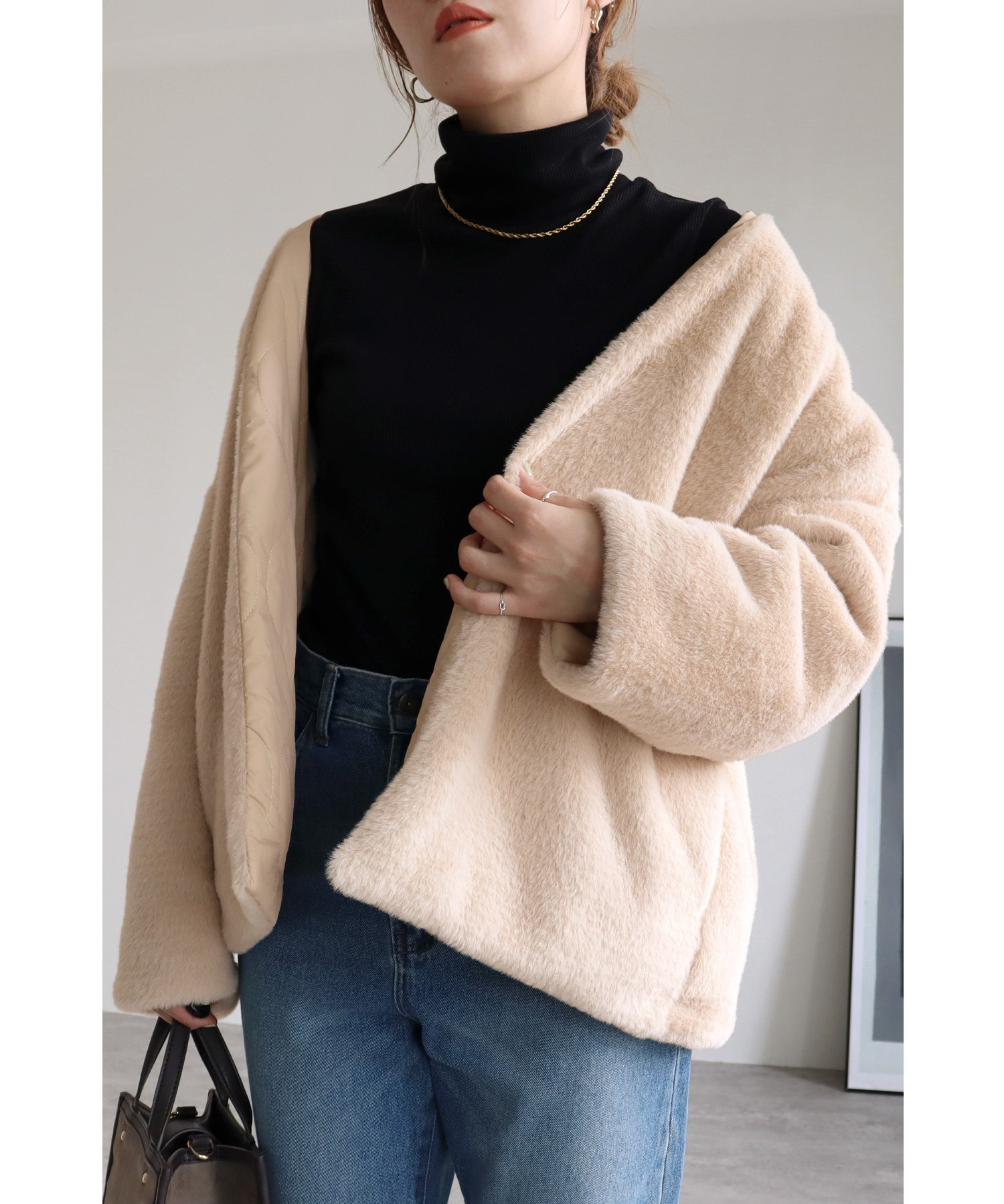【SALE】ノーカラーファーブルゾン