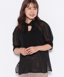 Spick & Span(スピックアンドスパン)/RITO SHEER CUPRO TOP WITH RIBBON/ブラック