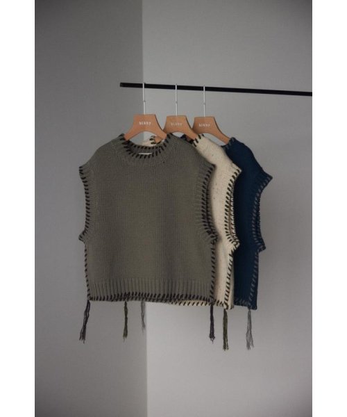 BLACK BY MOUSSY(ブラックバイマウジー)/hand knit stitch vest/KHA