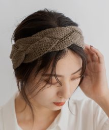 VitaFelice/ニット編み込みヘアバンド【aroco/アロコ】 幅広 ヘアターバン レディース ターバン風 ヘアアクセサリー 無地 クロス ツイスト 編み込み メッシュ ワイド/505042956