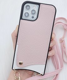 Lace Ladies(レースレディース)/ストラップ＆カードホルダー付 PUレザーバイカラーiPhoneケース/ピンク