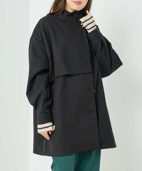 【OMNES】ライトフェイクウール Aラインミドルコート - ブルゾン期間限定入荷