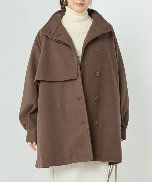 【OMNES】ライトフェイクウール Aラインミドルコート - ブルゾン期間限定入荷