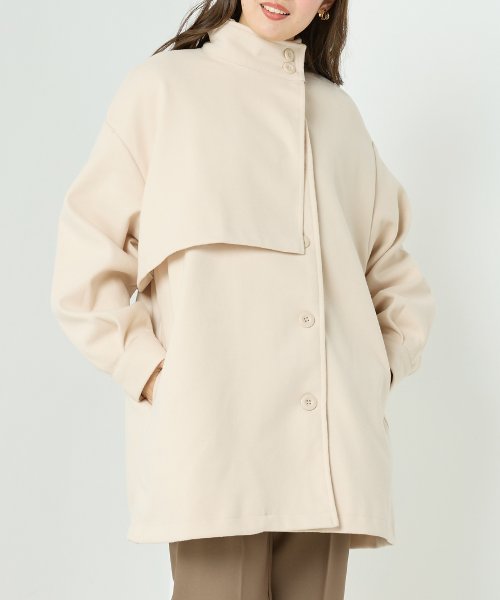 【OMNES】ライトフェイクウール Aラインミドルコート - ブルゾン期間限定入荷