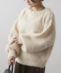 NICE CLAUP OUTLET(ナイスクラップ　アウトレット)/【WEB限定カラーあり】ウール混シャギーニットプルオーバー/アイボリー