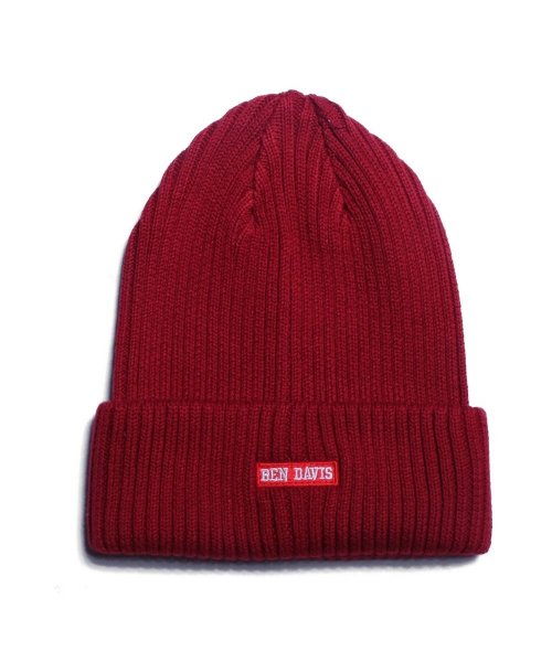 BACKYARD FAMILY(バックヤードファミリー)/BEN DAVIS ベンデイビス BOX LOGO KNIT CAP BDW－9526WP/レッド