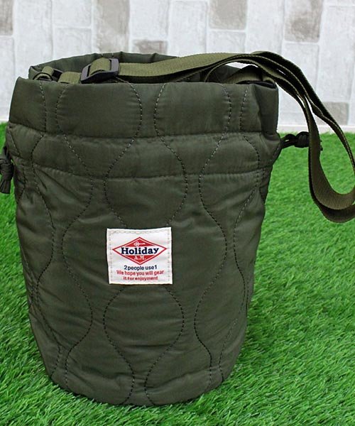 TopIsm(トップイズム)/ゴルフ カートバッグ ラウンドバッグ メンズ レディース ミニバッグ 巾着 ショルダーバッグ バケツ型 キルト 小物 かばん 鞄 小さめ/カーキ