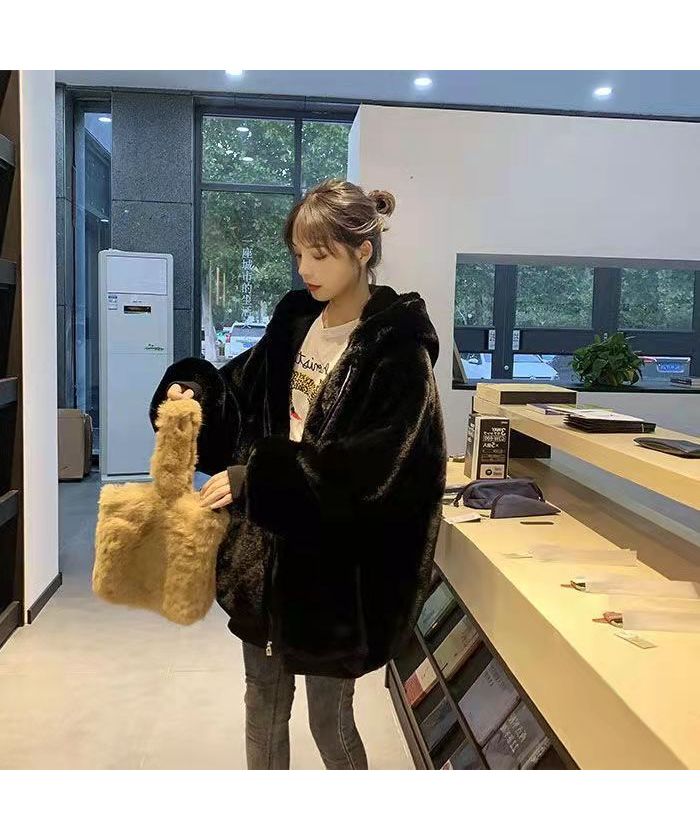 ♥️SABUROKU♥️スタンドカラーフェイクファーパーカー♥️M♥️黒♥️