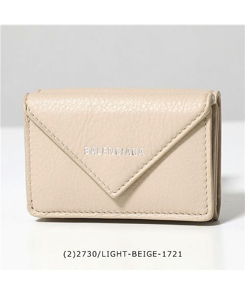 BALENCIAGA(バレンシアガ)/【BALENCIAGA(バレンシアガ)】三つ折り財布 PAPER ZA MINI WALLET ペーパーミニウォレット 391446 DLQ0N 18D3N D/ライトベージュ