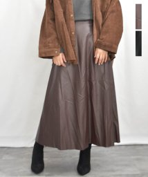 ARGO TOKYO/Fake Leather Flare A Line Skirt 222017　フェイクレザーフレアAラインスカート/505063464