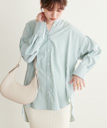 NICE CLAUP OUTLET(ナイスクラップ　アウトレット)/【natural couture】肩スリットあきシャツ/グリーン系