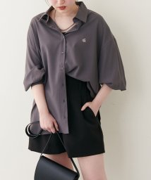 NICE CLAUP OUTLET(ナイスクラップ　アウトレット)/【natural couture】ワンポイント刺繍ビッグゆるブラウス/ブラウン